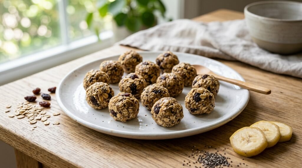 Homemade banana oat energy bites