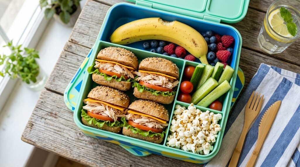 Mini chicken sandwiches for school lunch