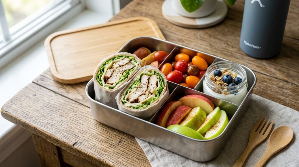 Chicken Caesar wrap healthy lunch recipe