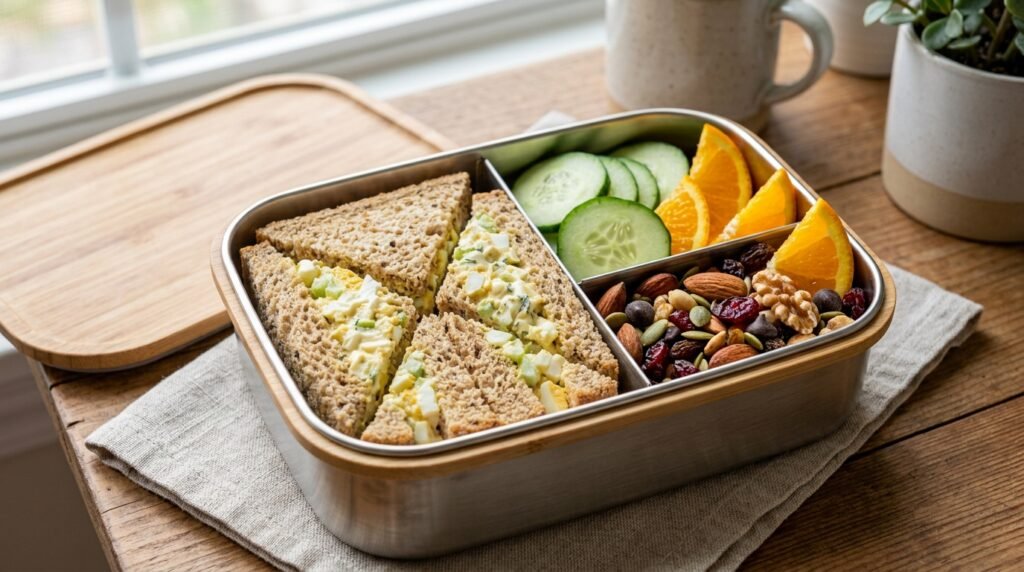 Egg salad sandwich for school lunch box