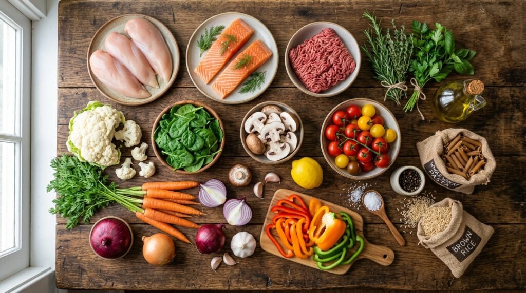 Fresh ingredients for traditional comfort dinner recipes
