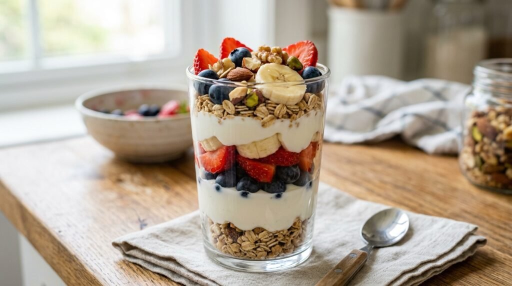 Fruit and yogurt parfait: a healthy snack