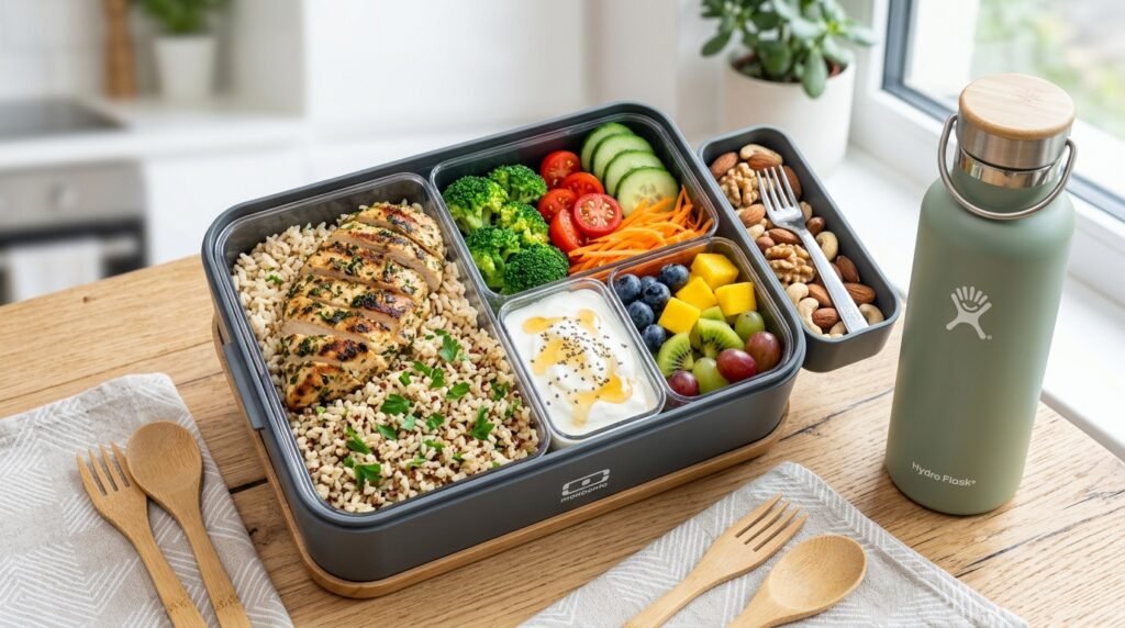 Balanced healthy lunch box for school and office