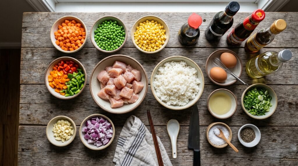 Ingredients for Easy Chicken Fried Rice Recipe