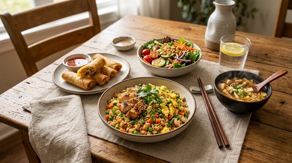 Chicken fried rice served for lunch