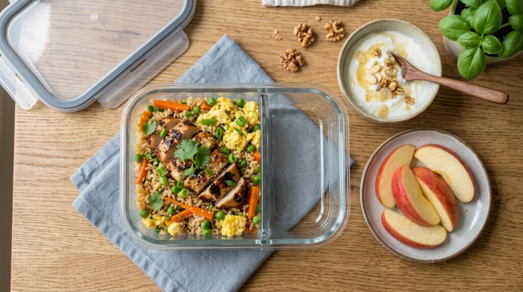 Chicken fried rice lunch box recipe for school and office