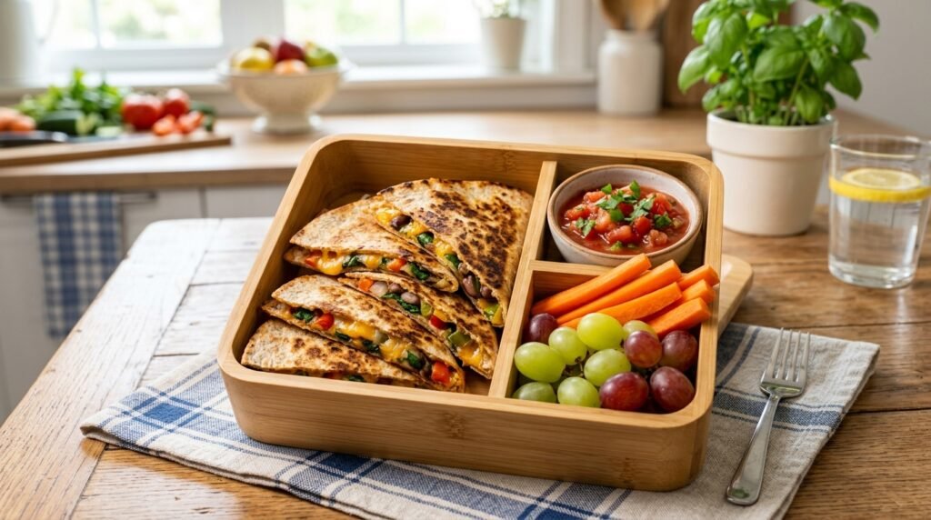 Veggie and cheese quesadilla lunch box