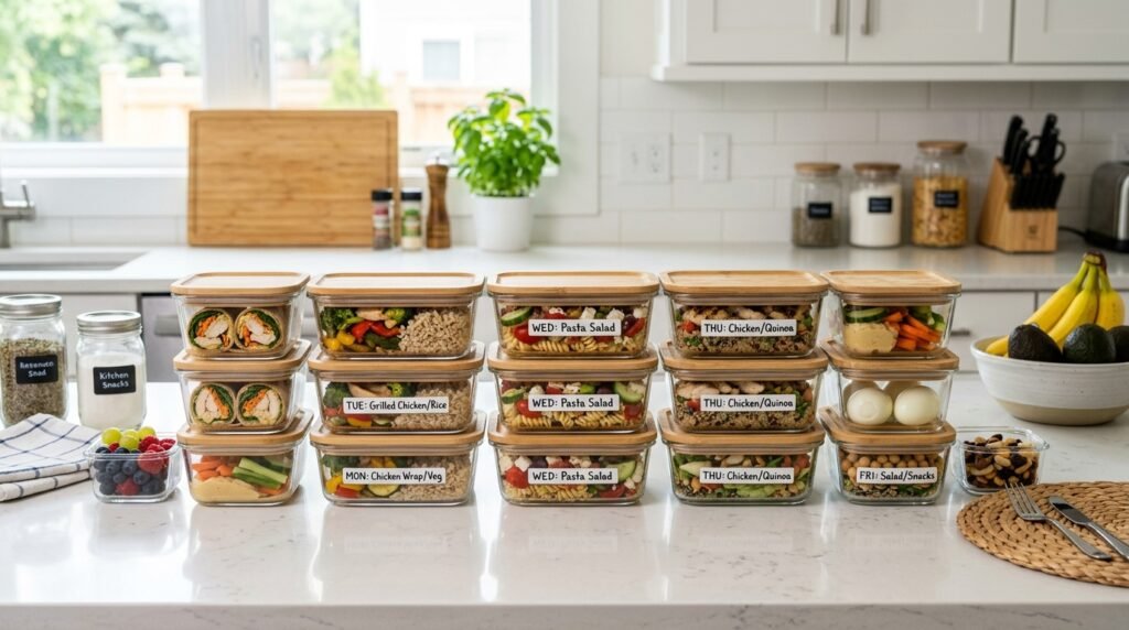 Healthy weekly lunch box meal prep